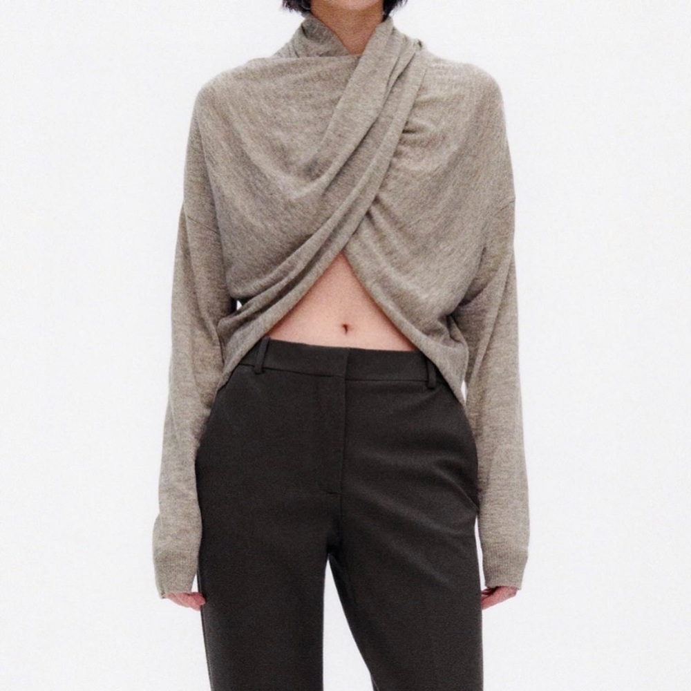ZARA KNIT WRAP SWEATER